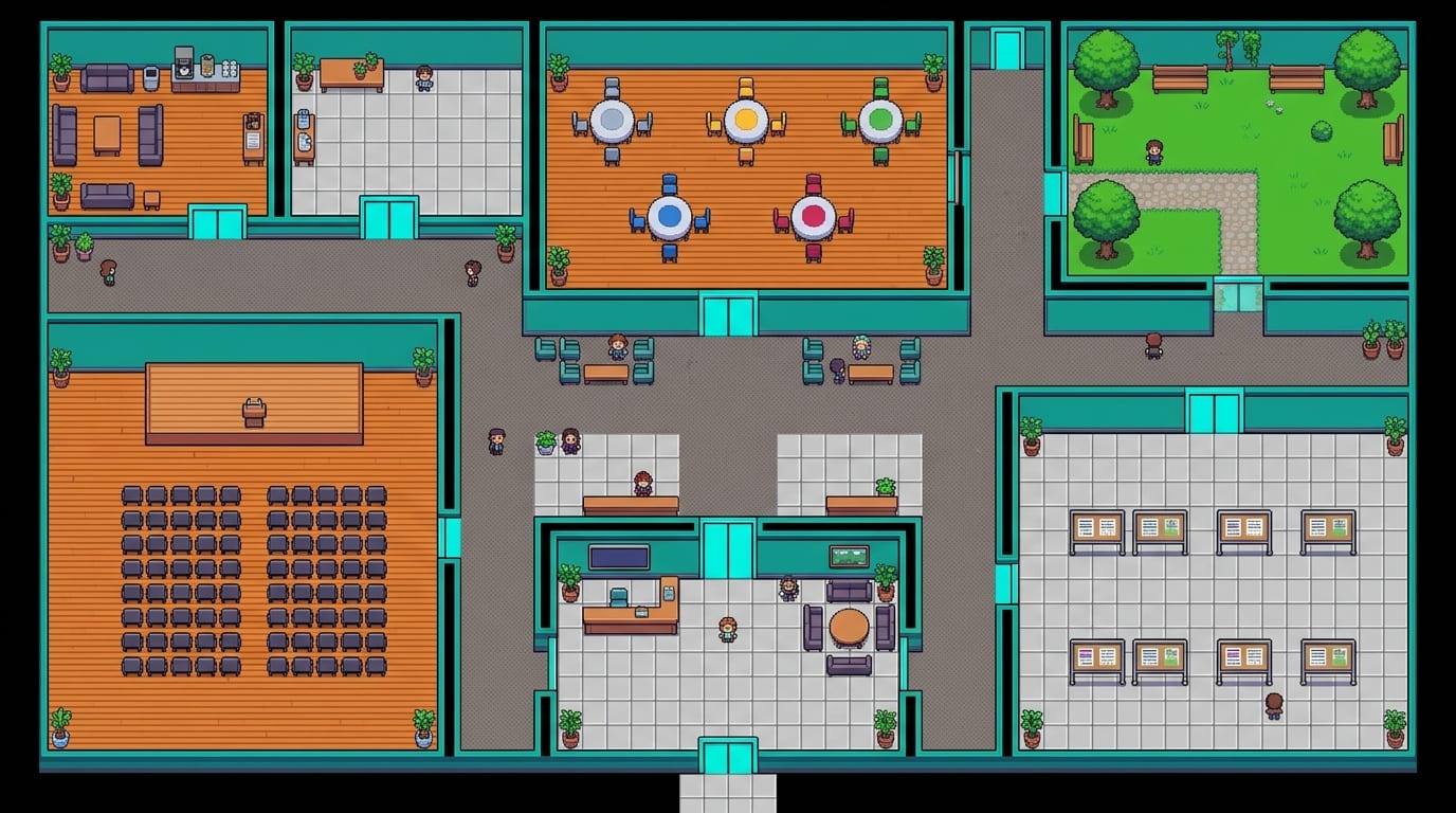 Plan of the conference venue in Gather Town